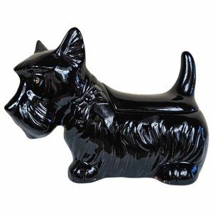 Vintage Black Scottish Terrier Scottie Dog Ceramic Cookie Jar